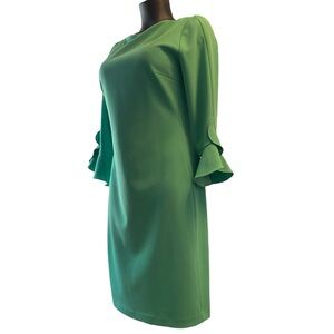 Authentic Karl Lagerfeld Paris Green Lynn Fitted Shift Dress, Emerald Green